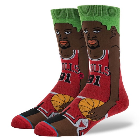 Dennis Rodman Chicago Bulls Stance Socks NEW